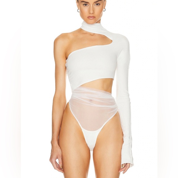 Mugler Tops - Mugler One Shoulder Cut Out Bodysuit